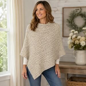 Irelandseye 100% Merino Wool Poncho Cape L/XL Oatmeal Tweed Made in Ireland